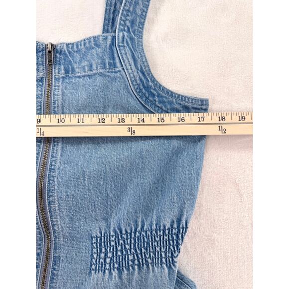 Madewell Smock Waist Denim Jumpsuit Pantsuit Overalls Zip up Blue Jeans Medium - Picture 8 of 12